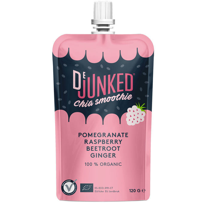 Dejunked Luomu Smoothie Vadelma, Granaattiomena, Punajuuri & Inkivääri
